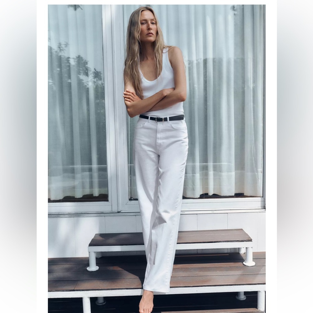ZARA Z1975 HIGH WAISTED STRAIGHT FULL LENGHT JEANS